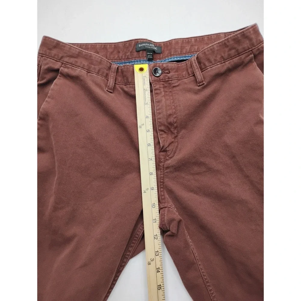 Banana Republic Aiden Chino Flat Front Red Pants Mens Size Tag 33x34 Fit 34x31
